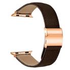 For Apple Watch 42mm / 41mm / 40mm / 38mm Lychee Texture Rose Gold Turtle Back Buckle Leather Watch Band(Coffee Color) - 2