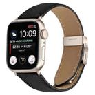 For Apple Watch 42mm / 41mm / 40mm / 38mm Lychee Texture Starlight Turtle Back Buckle Leather Watch Band(Black) - 1