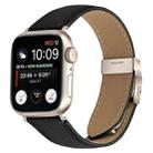 For Apple Watch 46mm / 49mm / 45mm / 44mm Lychee Texture Starlight Turtle Back Buckle Leather Watch Band(Black) - 1