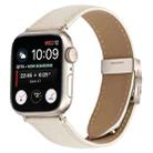For Apple Watch 46mm / 49mm / 45mm / 44mm Lychee Texture Starlight Turtle Back Buckle Leather Watch Band(Creamy White) - 1