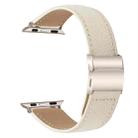 For Apple Watch 46mm / 49mm / 45mm / 44mm Lychee Texture Starlight Turtle Back Buckle Leather Watch Band(Creamy White) - 2