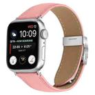 For Apple Watch 46mm / 49mm / 45mm / 44mm Lychee Texture Silver Turtle Back Buckle Leather Watch Band(Pink) - 1