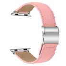 For Apple Watch 46mm / 49mm / 45mm / 44mm Lychee Texture Silver Turtle Back Buckle Leather Watch Band(Pink) - 2