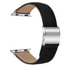 For Apple Watch 46mm / 49mm / 45mm / 44mm Lychee Texture Silver Turtle Back Buckle Leather Watch Band(Black) - 2