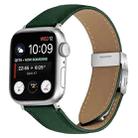 For Apple Watch 46mm / 49mm / 45mm / 44mm Lychee Texture Silver Turtle Back Buckle Leather Watch Band(Green) - 1