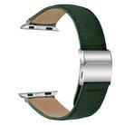 For Apple Watch 46mm / 49mm / 45mm / 44mm Lychee Texture Silver Turtle Back Buckle Leather Watch Band(Green) - 2