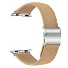 For Apple Watch 46mm / 49mm / 45mm / 44mm Lychee Texture Silver Turtle Back Buckle Leather Watch Band(Camel) - 2