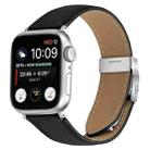 For Apple Watch 42mm / 41mm / 40mm / 38mm Lychee Texture Silver Turtle Back Buckle Leather Watch Band(Black) - 1