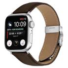For Apple Watch 42mm / 41mm / 40mm / 38mm Lychee Texture Silver Turtle Back Buckle Leather Watch Band(Coffee Color) - 1