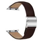 For Apple Watch 42mm / 41mm / 40mm / 38mm Lychee Texture Silver Turtle Back Buckle Leather Watch Band(Coffee Color) - 2