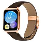 For Xiaomi Smart Bnad 9 Pro / Redmi Watch 5 Lychee Texture Rose Gold Turtle Back Buckle Leather Watch Band(Coffee Color) - 1