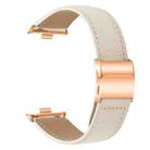 For Xiaomi Smart Bnad 9 Pro / Redmi Watch 5 Lychee Texture Rose Gold Turtle Back Buckle Leather Watch Band(Creamy White) - 2