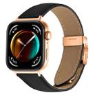 For Huawei Watch Fit 4 / Fit 4 Pro / Fit 3 Lychee Texture Rose Gold Turtle Back Buckle Leather Watch Band(Black) - 1