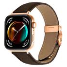For Huawei Watch Fit 4 / Fit 4 Pro / Fit 3 Lychee Texture Rose Gold Turtle Back Buckle Leather Watch Band(Coffee Color) - 1
