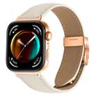 For Huawei Watch Fit 4 / Fit 4 Pro / Fit 3 Lychee Texture Rose Gold Turtle Back Buckle Leather Watch Band(Creamy White) - 1