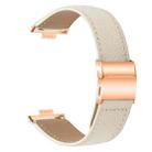 For Huawei Watch Fit 4 / Fit 4 Pro / Fit 3 Lychee Texture Rose Gold Turtle Back Buckle Leather Watch Band(Creamy White) - 2