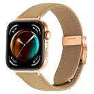 For Huawei Watch Fit 4 / Fit 4 Pro / Fit 3 Lychee Texture Rose Gold Turtle Back Buckle Leather Watch Band(Camel) - 1