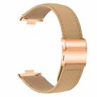 For Huawei Watch Fit 4 / Fit 4 Pro / Fit 3 Lychee Texture Rose Gold Turtle Back Buckle Leather Watch Band(Camel) - 2