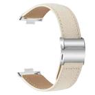 For Huawei Watch Fit 4 / Fit 4 Pro / Fit 3 Lychee Texture Silver Turtle Back Buckle Leather Watch Band(Creamy White) - 2