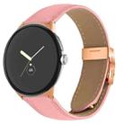 For Google Pixel Watch / Watch 2 / 3 41mm Lychee Texture Rose Gold Turtle Back Buckle Leather Watch Band(Pink) - 1