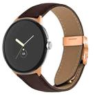 For Google Pixel Watch / Watch 2 / 3 41mm Lychee Texture Rose Gold Turtle Back Buckle Leather Watch Band(Coffee Color) - 1