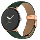 For Google Pixel Watch / Watch 2 / 3 41mm Lychee Texture Rose Gold Turtle Back Buckle Leather Watch Band(Green) - 1