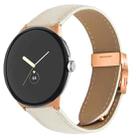 For Google Pixel Watch / Watch 2 / 3 41mm Lychee Texture Rose Gold Turtle Back Buckle Leather Watch Band(Creamy White) - 1