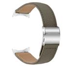 For Google Pixel Watch / Watch 2 / 3 41mm Lychee Texture Silver Turtle Back Buckle Leather Watch Band(Gray) - 2