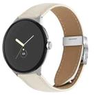 For Google Pixel Watch / Watch 2 / 3 41mm Lychee Texture Silver Turtle Back Buckle Leather Watch Band(Creamy White) - 1