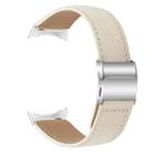 For Google Pixel Watch / Watch 2 / 3 41mm Lychee Texture Silver Turtle Back Buckle Leather Watch Band(Creamy White) - 2