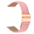 20mm Lychee Texture Rose Gold Turtle Back Buckle Leather Watch Band(Pink) - 2