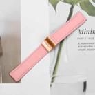 20mm Lychee Texture Rose Gold Turtle Back Buckle Leather Watch Band(Pink) - 3