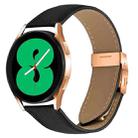 20mm Lychee Texture Rose Gold Turtle Back Buckle Leather Watch Band(Black) - 1