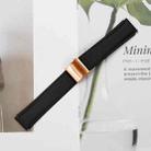 20mm Lychee Texture Rose Gold Turtle Back Buckle Leather Watch Band(Black) - 3