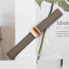 20mm Lychee Texture Rose Gold Turtle Back Buckle Leather Watch Band(Gray) - 3