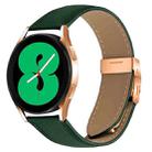 20mm Lychee Texture Rose Gold Turtle Back Buckle Leather Watch Band(Green) - 1