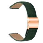 20mm Lychee Texture Rose Gold Turtle Back Buckle Leather Watch Band(Green) - 2