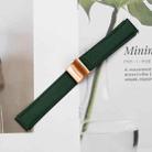 20mm Lychee Texture Rose Gold Turtle Back Buckle Leather Watch Band(Green) - 3