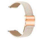 20mm Lychee Texture Rose Gold Turtle Back Buckle Leather Watch Band(Creamy White) - 2