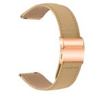 20mm Lychee Texture Rose Gold Turtle Back Buckle Leather Watch Band(Camel) - 2