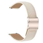 20mm Lychee Texture Starlight Turtle Back Buckle Leather Watch Band(Creamy White) - 2