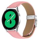 20mm Lychee Texture Silver Turtle Back Buckle Leather Watch Band(Pink) - 1