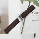 20mm Lychee Texture Silver Turtle Back Buckle Leather Watch Band(Coffee Color) - 3