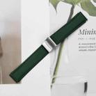20mm Lychee Texture Silver Turtle Back Buckle Leather Watch Band(Green) - 3