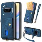 For Nothing Phone 3a Retro Card Wallet Fold Leather Phone Case with Strap(Blue) - 1