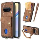 For Nothing Phone 3a Retro Card Wallet Fold Leather Phone Case with Strap(Brown) - 1