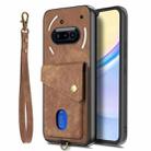 For Nothing Phone 3a Retro Card Wallet Fold Leather Phone Case with Strap(Brown) - 2