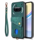 For Nothing Phone 3a Retro Card Wallet Fold Leather Phone Case with Strap(Green) - 2
