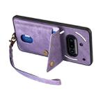 For Nothing Phone 3a Retro Card Wallet Fold Leather Phone Case with Strap(Purple) - 3