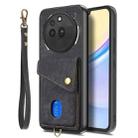 For Nothing Phone 3a Pro Retro Card Wallet Fold Leather Phone Case with Strap(Black) - 2